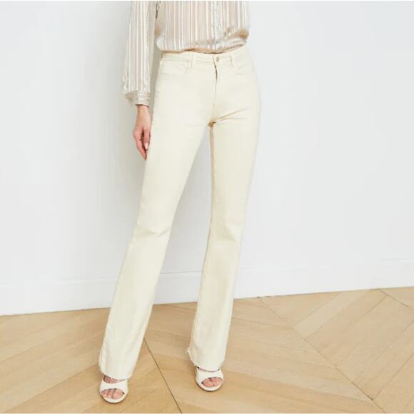NWT L’AGENCE Cream Ruth Hi-Rise Straight Leg Jeans Neutral Casual Womens Size 25 - Picture 1 of 7